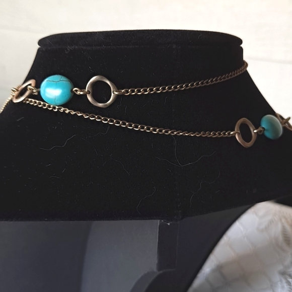 Blue Labrodite Turquoise Stone Necklace Earring Set - Picture 3 of 4